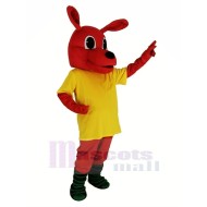 Red Kangaroo Mascot Costume with Yellow T-shirt