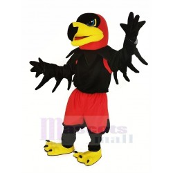 Halcón de la noche negra Disfraz de mascota con pantalones rojos