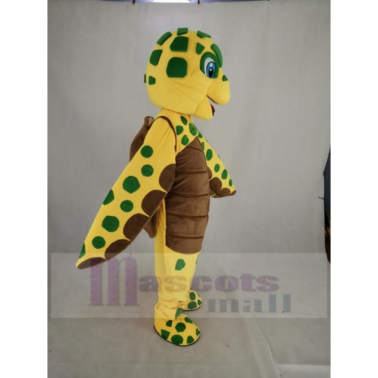Brown and Yellow Sea Turtle Mascot Costume