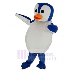 Blue and White Penguin Mascot Costume with Orange Mouth