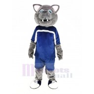 Cooler grauer Wolf Maskottchen Kostüm im Sportanzug