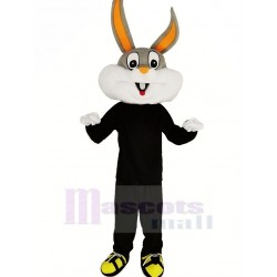 Conejo gris y blanco Disfraz de mascota con abrigo negro