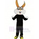 Graues und weißes Kaninchen Maskottchen Kostüm mit schwarzem Mantel