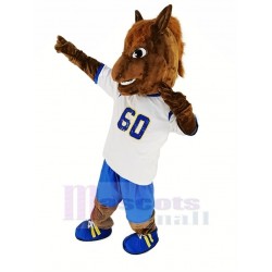 Brown Horse Race Mascot Costume with Sport Shirt