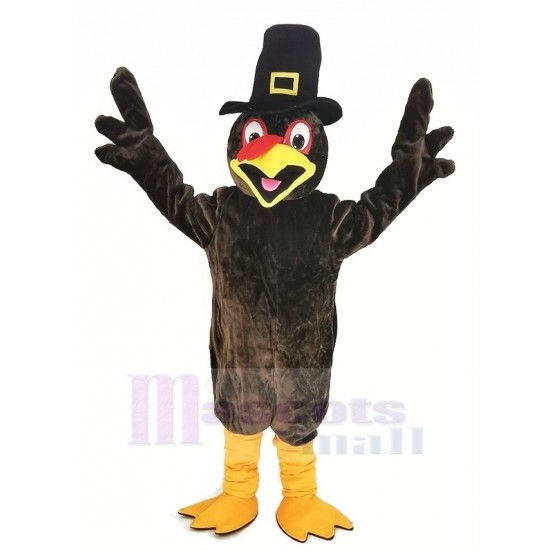Action de grâces Turquie Costume de mascotte avec Black Hat