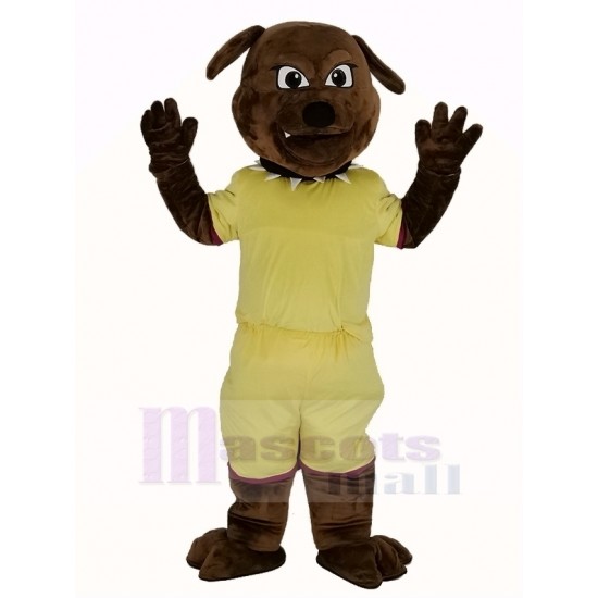 Bouledogue brun Costume de mascotte avec manteau jaune Animal