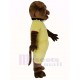 Brown Bulldog Mascot Costume with Yellow Coat Animal