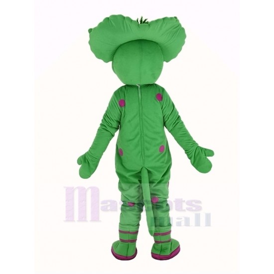 Grüner Triceratops-Dinosaurier Maskottchen Kostüm Barney Baby Bop