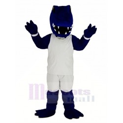 Sport Blauer Alligator Maskottchen Kostüm Tier Weiße Sportbekleidung