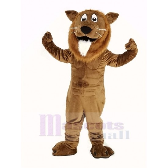 Lion brun Costume de mascotte avec barbe blanche Animal