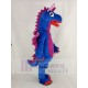 Blue Dragon Mascot Costume with Purple Wings Animal