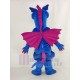 Dragon bleu Costume de mascotte aux ailes violettes Animal