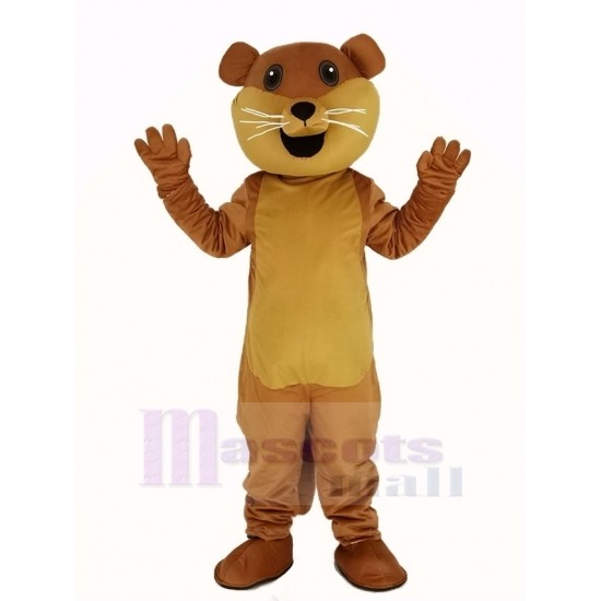 Brown Ollie Otter Mascot Costume with White Beard Animal
