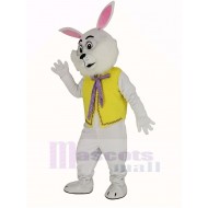 Weiß Osterhase Kaninchen Maskottchen Kostüm in Gelbe Weste