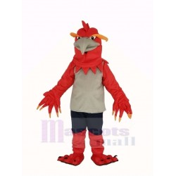 rojo Fénix Disfraz de mascota en chaleco gris Animal