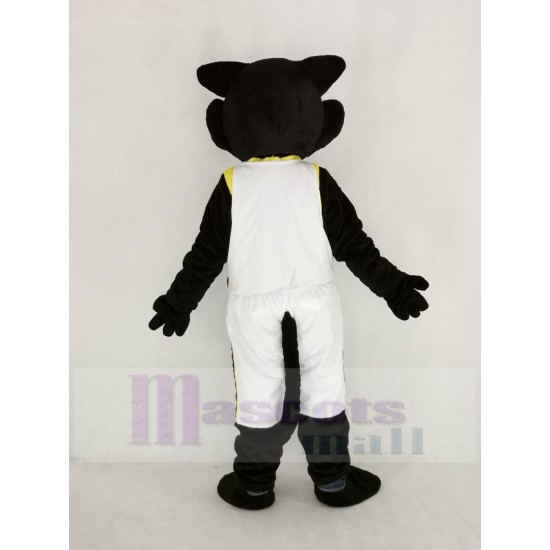 Cool Black Panther Mascot Costume with White Sports clothes Animal
