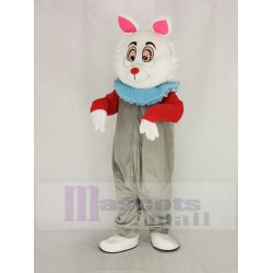 Easter Bunny Rabbit Mascot Costume In Wonderland in Gray Coat