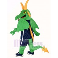 Vert et Orange Dragon Costume de mascotte Animal