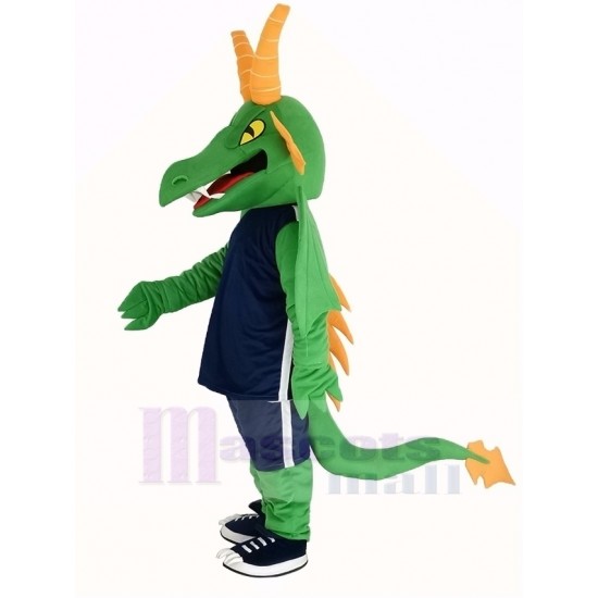 Grün und Orange Drachen Maskottchen Kostüm Tier
