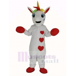 Unicornio blanco Disfraz de mascota con cuerno de colores