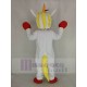 Weißes Einhorn Maskottchen Kostüm mit buntem Horn