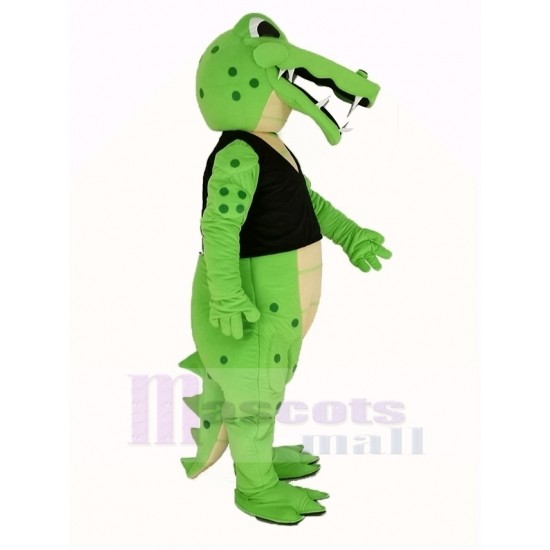 Strom Grün Krokodil Maskottchen Kostüm in schwarzer Weste Tier