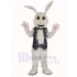 White Easter Bunny Rabbit Mascot Costume in Blue Vest