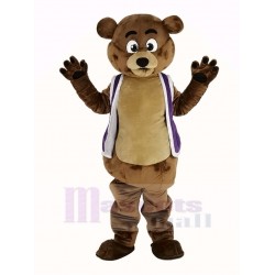 Bob Bear Mascot Costume in Purple Vest Animal