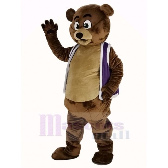 Bob Bear Mascot Costume in Purple Vest Animal