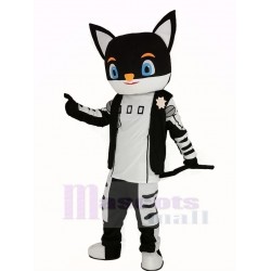 Señor negro Gato Disfraz de mascota en abrigo negro Animal