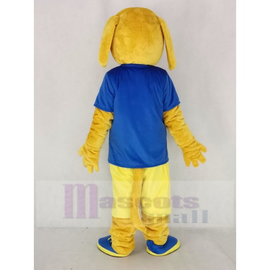 Chien d'or Costume de mascotte en T-shirt bleu Animal