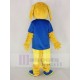 Golden Dog Mascot Costume in Blue T-shirt Animal