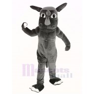 Muscle Gray Rhino Mascot Costume Animal