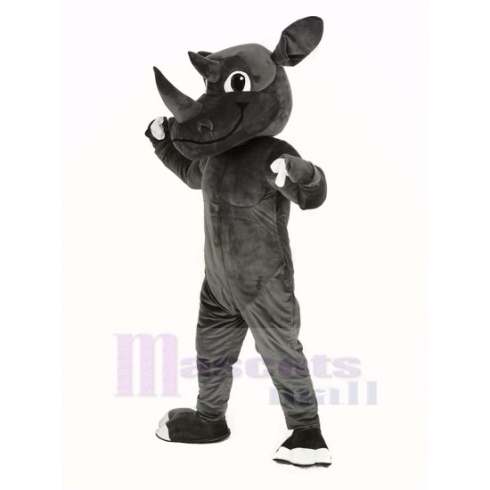 Gris musclé Rhinocéros Costume de mascotte Animal