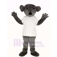 Furry Grey Koala Mascot Costume in White T-shirt Animal