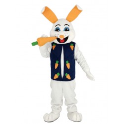 White Easter Bunny Rabbit Mascot Costume with Carrot