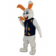 White Easter Bunny Rabbit Mascot Costume with Carrot