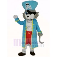 Pirat Wolf Maskottchen Kostüm im blauen Mantel Tier