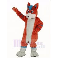 Orange et bleu Chien husky Fursuit Costume de mascotte Animal