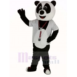 Doctor Panda with White Shirt Mascot Costume Animal