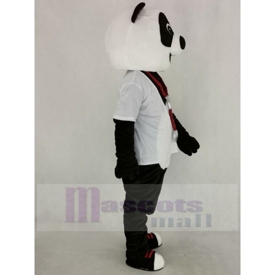 Doktor Panda mit weißem Hemd Maskottchen Kostüm Tier