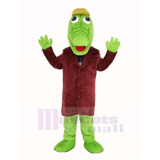 Grünes Krokodil Maskottchen Kostüm mit Hut Tier
