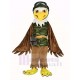 Cooler brauner Adler Maskottchen Kostüm in Tarnung Weste Tier