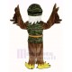Cool Brown Eagle Mascot Costume in Camouflage Vest Animal