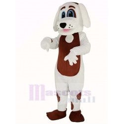 White Dog Mascot Costume with Brown Belly Animal