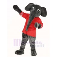Elefante gris Traje de la mascota con remera roja Animal