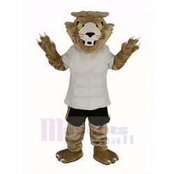 Chat sauvage féroce Costume de mascotte en T-shirt blanc Animal