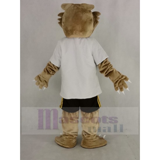 Fierce Wildcat Mascot Costume in White T-shirt Animal