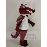 Wine Color Dragon Mascot Costume in White T-shirt