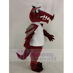 Wine Color Dragon Mascot Costume in White T-shirt